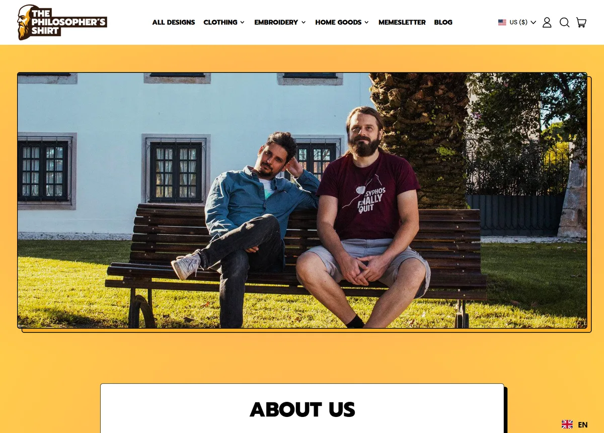 Philosophy & Academia Tees storefront screenshot 1